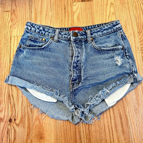 High Waisted Denim Jean Shorts - Picture 1 of 5